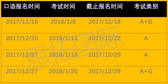 2018雅思报名考试时间安排
