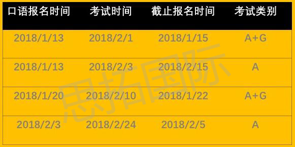 2018雅思报名考试时间安排