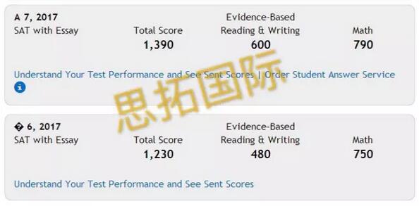 成都托福雅思SAT培训机构思拓教育10月SAT成绩