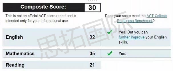 成都托福雅思SAT培训机构思拓教育10月ACT成绩