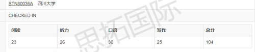 思拓国际托福培训班学员查R伊托福考试成绩